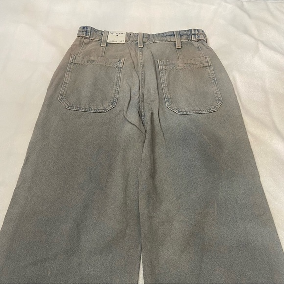 New! Free People Palmer Cuffed Baggy Wide Leg Jeans Blue Gray 2124 - Picture 8 of 14